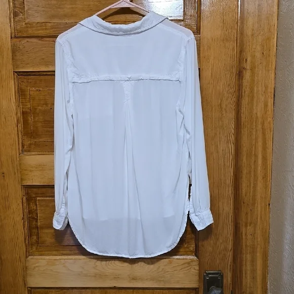 Beach lunch lounge White Long Sleeve Button Down Shirt L - Picture 3 of 3